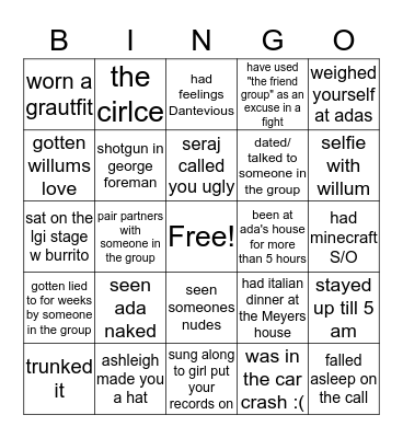 Party Rules Bingo Card