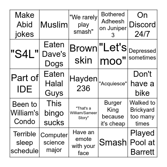 Us Bingo Card