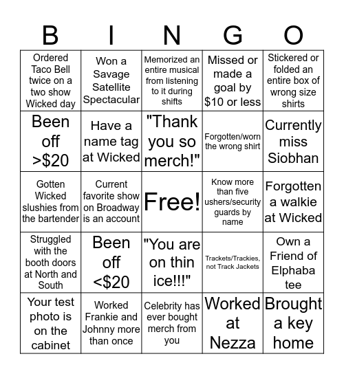 Araca Bingo Card