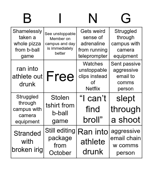 UNSTOPPABLE BINGO Card