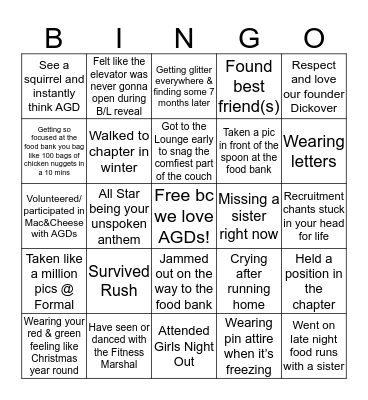 Alpha Gamma Delta Bingo Card