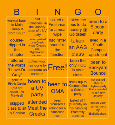 🍊HBCuse🍊 Bingo Card