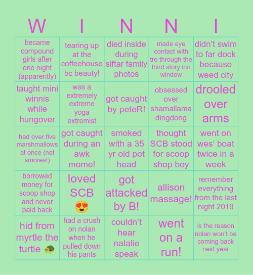 winni squad!! Bingo Card