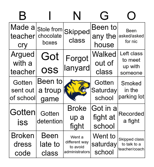 TROUP Bingo Card