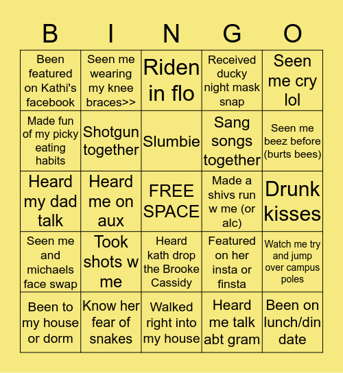 Brookie's Bingo Card