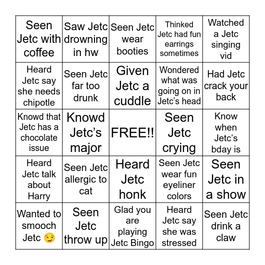 JETC BINGO Card