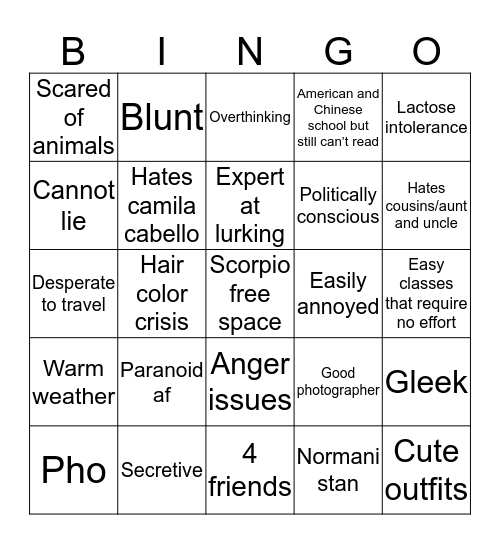 Anita bingo Card