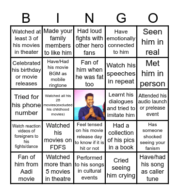 NTR Bingo Card
