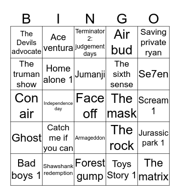 Film 90'an yang sudah di tonton Bingo Card