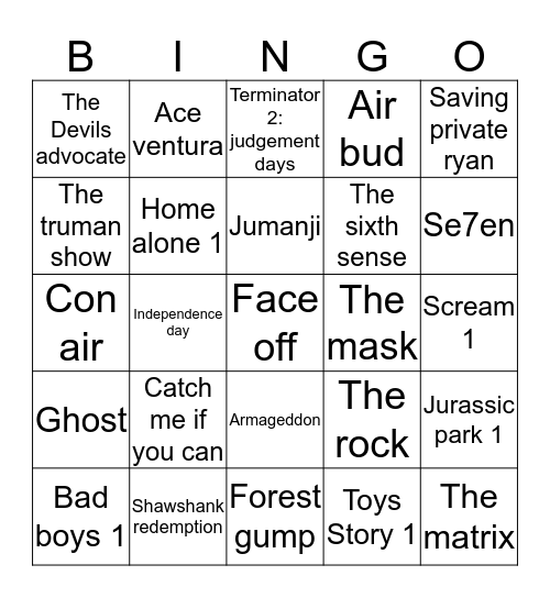 Film 90'an yang sudah di tonton Bingo Card