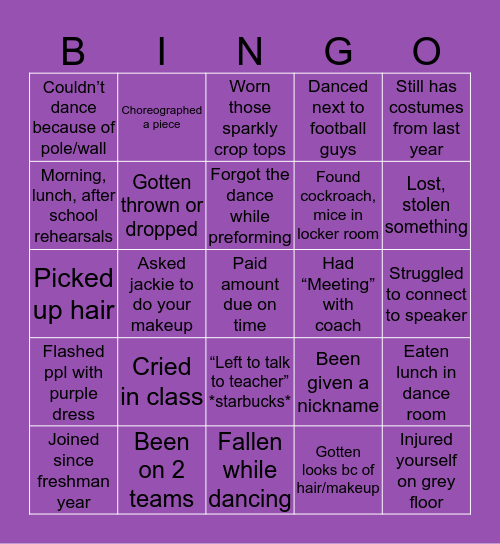 Fusion Bingo Card