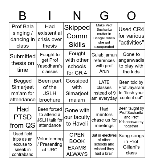 JSLH BINGO Card