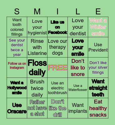 Ligocki Dental Group Bingo Card