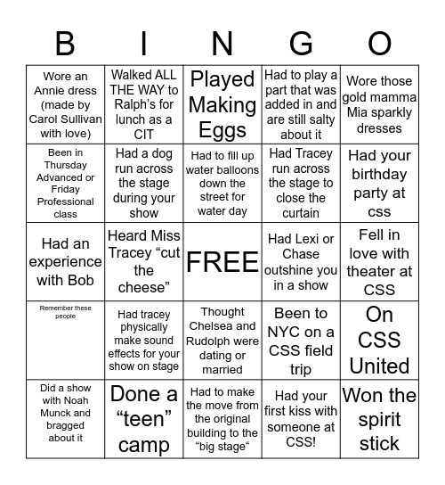 OLD OLD CSS BINGO Card