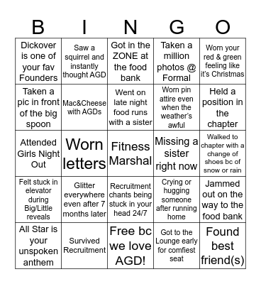 Alpha Gamma Delta Bingo Card