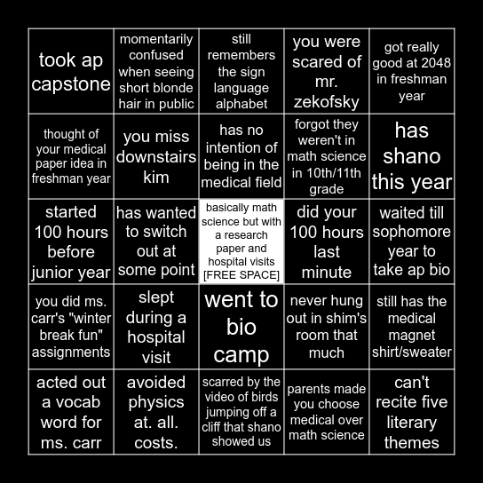 medical magnet bingo Card