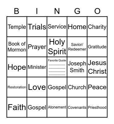 General Conference Bingo Card