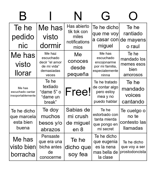 CARO’s Bingo Card