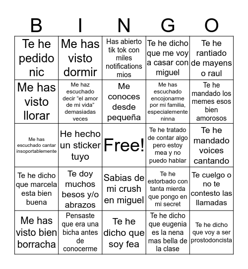 CARO’s Bingo Card