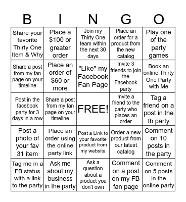BAG LADY BINGO Card