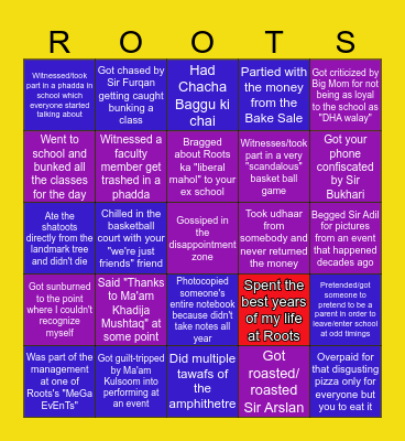Roots Ivy Faisalabad Bingo Card