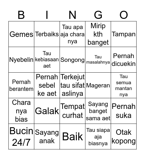 Seberapa dekat Bingo Card