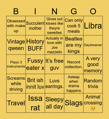 Ratchel 💖💃🏻🍊 Bingo Card