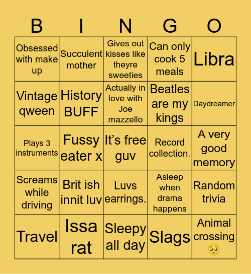 Ratchel 💖💃🏻🍊 Bingo Card