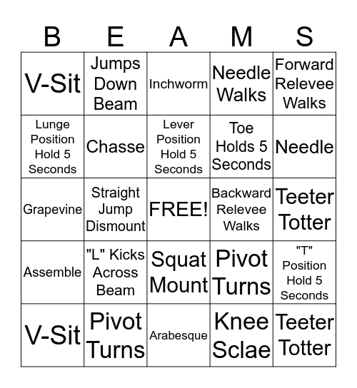 Level 1 B.E.A.M.S Bingo Card