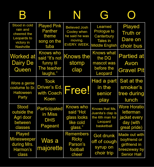 DHS 💛🐆🤍 Bingo Card