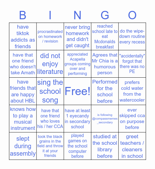 COMPASSVALE SECONDARY Bingo Card