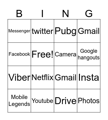 What's In My Phone Bingo Card