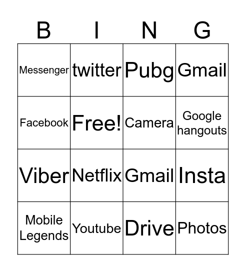 What's In My Phone Bingo Card