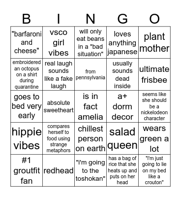 ameliaca bingo! Bingo Card
