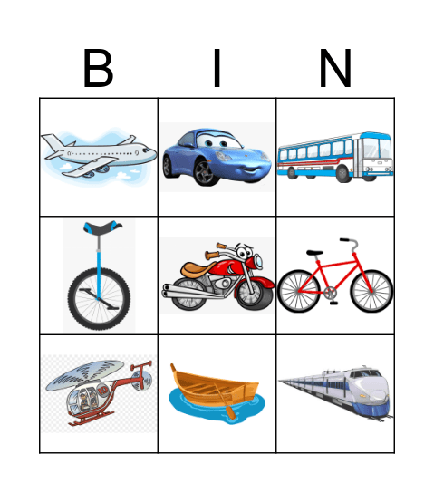 Transport Bingo Card