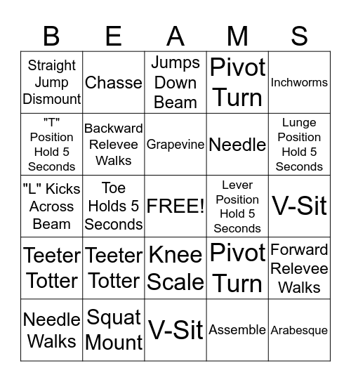 Level 1 B.E.A.M.S Bingo Card