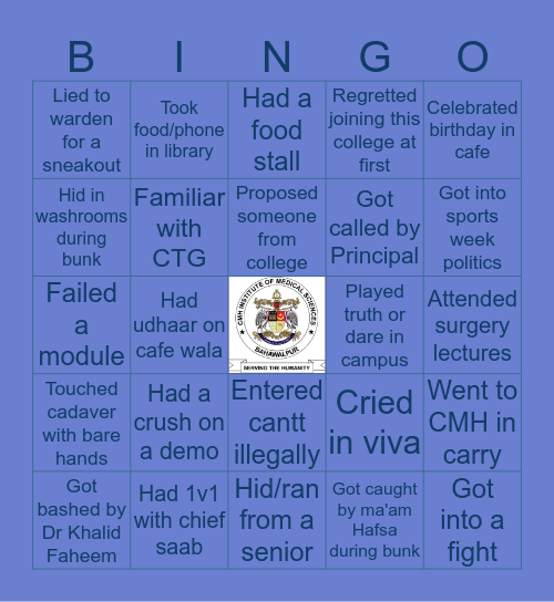 C I M S  B I N G O Bingo Card