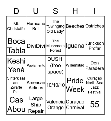 CURAÇAO "DUSHI" BINGO Card