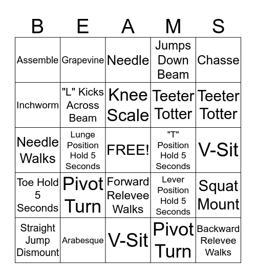 Level 1 B.E.A.M.S Bingo Card