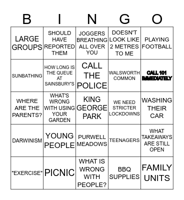 LOCKDOWN BINGO Card
