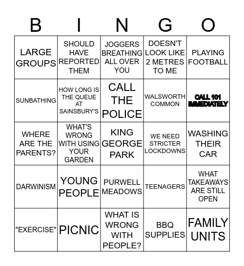 LOCKDOWN BINGO Card