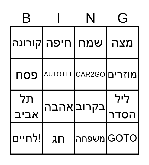 GOTO Bingo Card