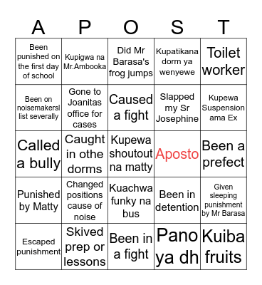 Aposto Bingo Card