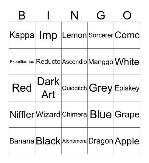 Xian Bingo Card