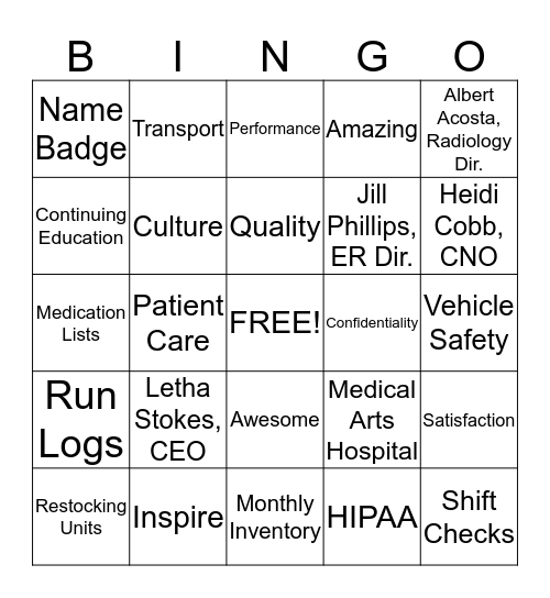 Orientation BINGO Card