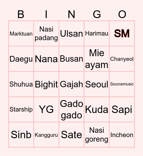 Punya haneul canci Bingo Card