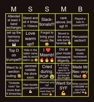 🔥 Montfort Military band 🔥 Bingo Card