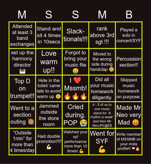 🔥 Montfort Military band 🔥 Bingo Card