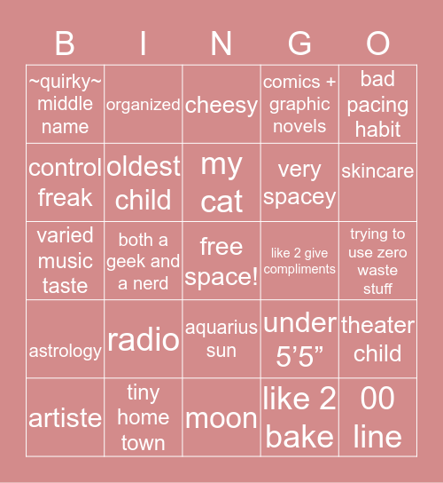 neen Bingo Card