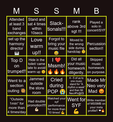 🔥 Montfort Military band 🔥 Bingo Card